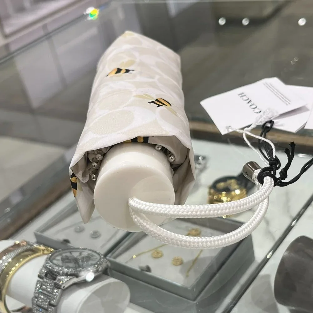 Coach Outlet Umbrella In Signature Bee Print - Picture 3 of 10